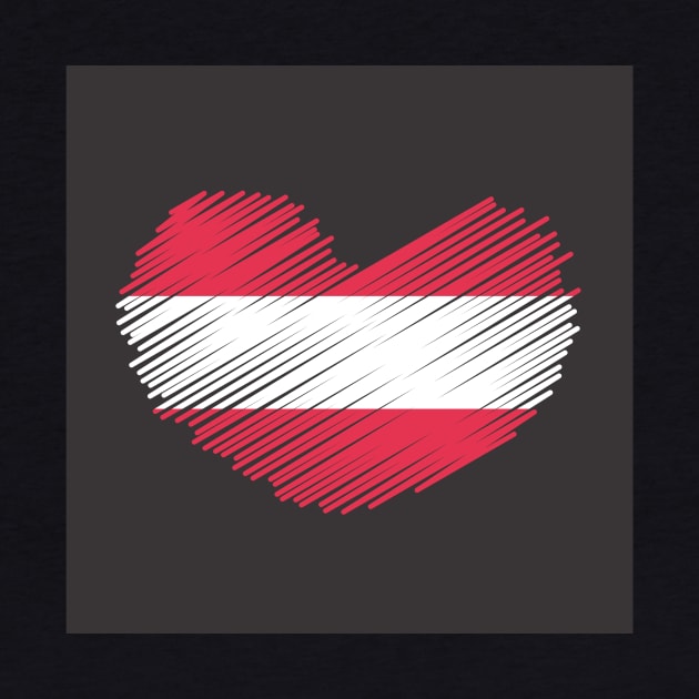 Austria Heart Design Flag by Sanu Designs